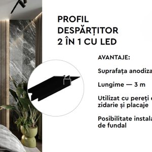 Profil Despărțitor 2 în 1 cu LED